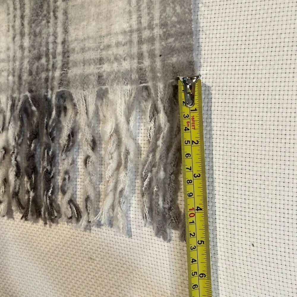 Unisex Gray Plaid Scarf Eco Friendly Recycled Plastic Ultra Soft Large 16